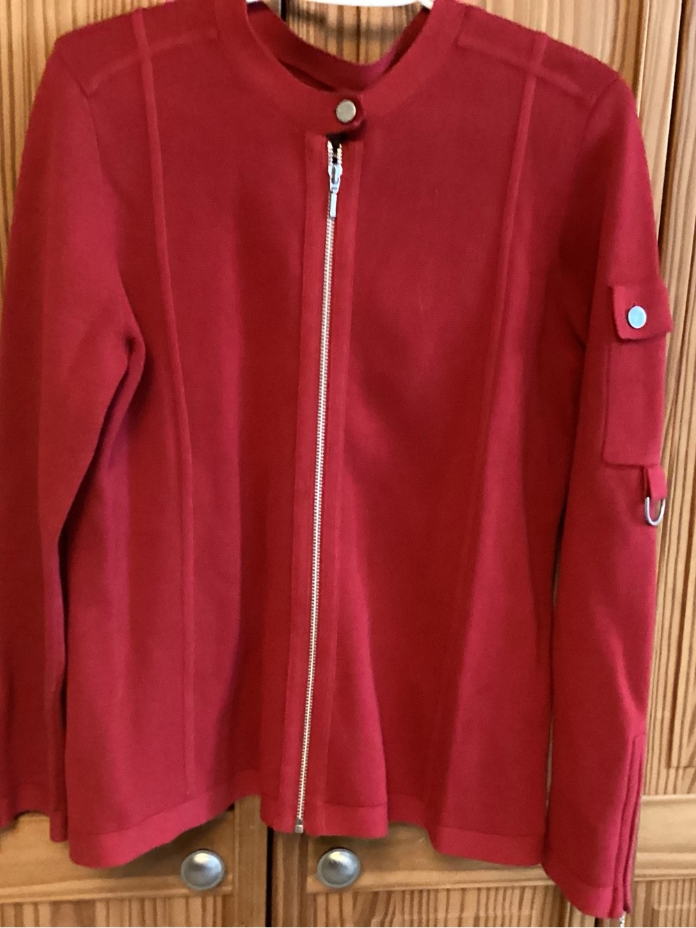 Chico's Red Zip-Front Lightweight Blazer